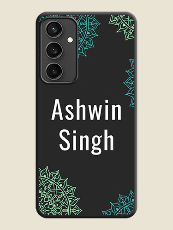 Custom Your Name with Floral Design on Space Black Custom Soft Matte Back Cover - Galaxy S23 FE 5G