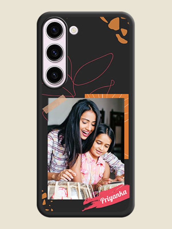 Custom Orange Photo Frame on Space Black Custom Soft Matte Phone Back Cover - Samsung Galaxy S23 Plus 5G