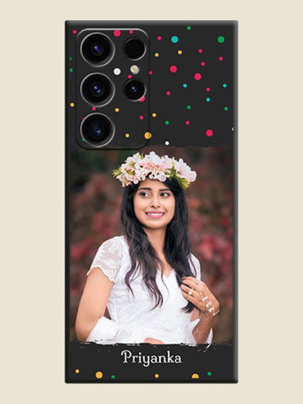 Custom Multicolor Dotted Pattern with Text on Space Black Custom Soft Matte Phone Back Cover - Samsung Galaxy S23 Ultra 5G