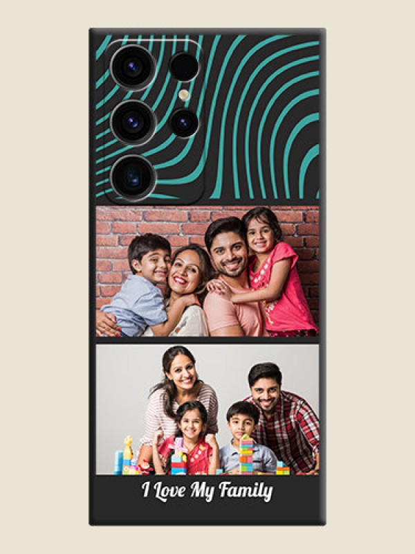 Custom Wave Pattern with 2 Image Holder on Space Black Personalized Soft Matte Phone Covers - Samsung Galaxy S23 Ultra 5G