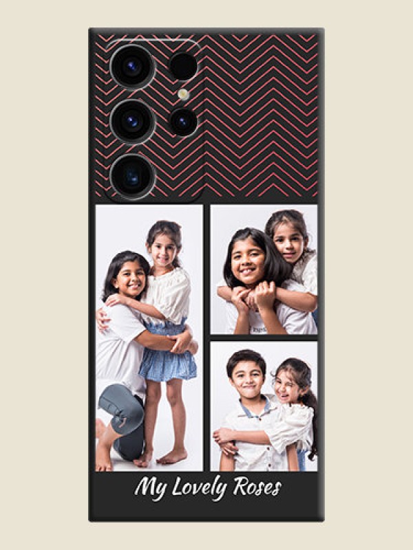 Custom Wave Pattern with 3 Image Holder on Space Black Custom Soft Matte Back Cover - Samsung Galaxy S23 Ultra 5G