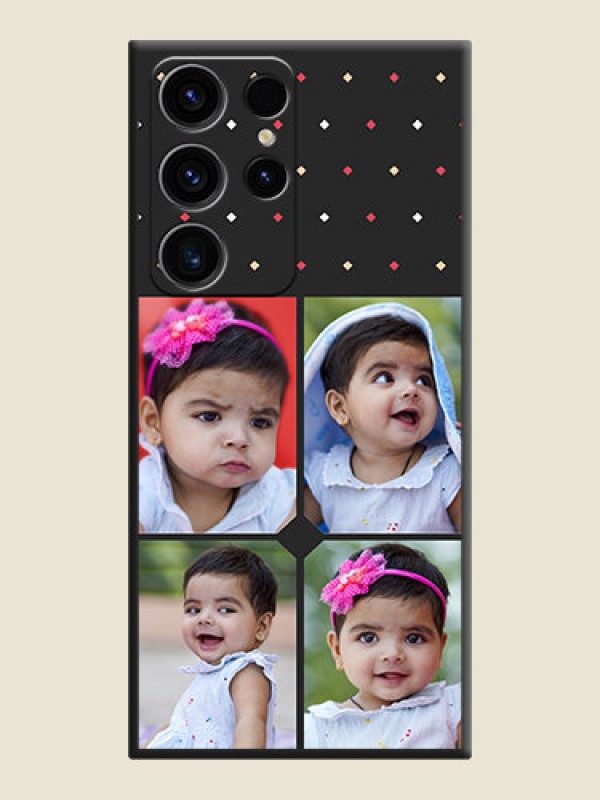 Custom Multicolor Dotted Pattern with 4 Image Holder on Space Black Custom Soft Matte Phone Cases - Samsung Galaxy S23 Ultra 5G