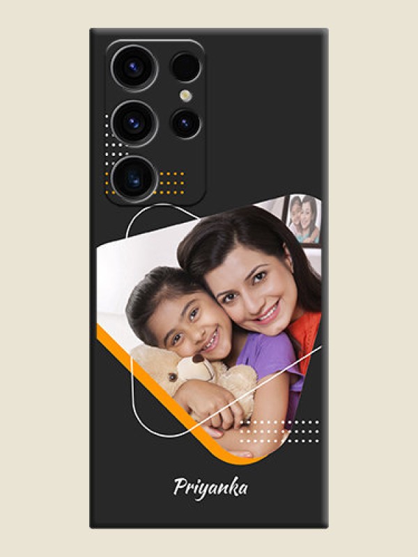 Custom Yellow Triangle on Photo on Space Black Soft Matte Phone Cover - Samsung Galaxy S23 Ultra 5G