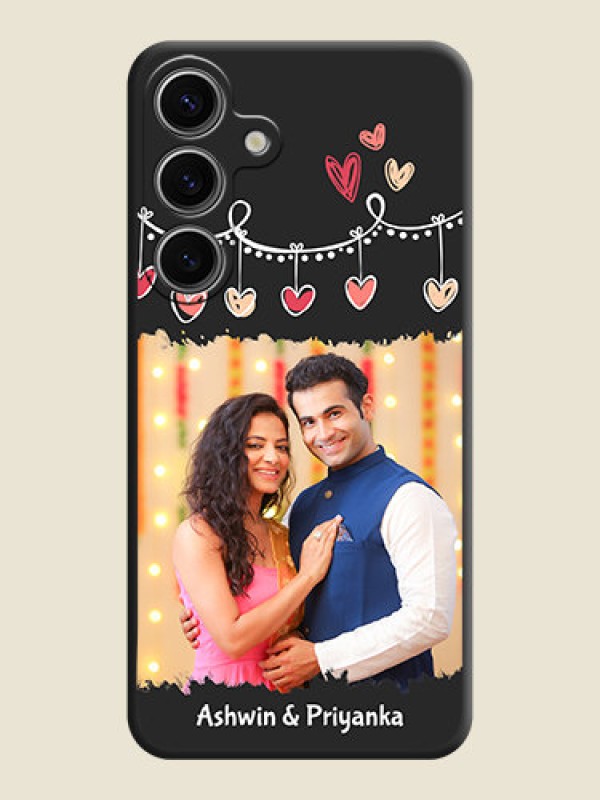 Custom Pink Love Hangings with Name on Space Black Custom Soft Matte Phone Cases - Galaxy S24 5G