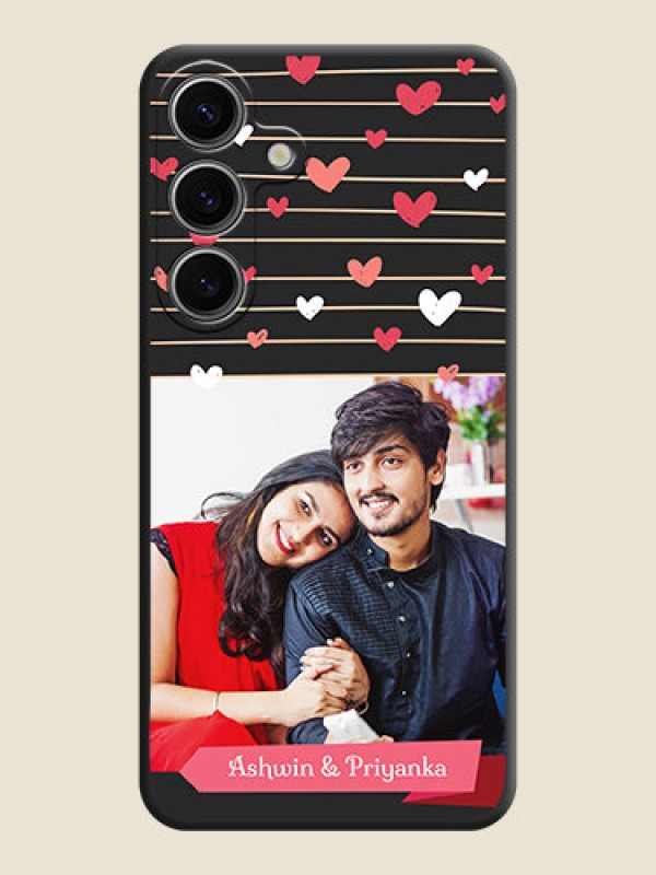 Custom Love Pattern with Name on Pink Ribbon - Photo on Space Black Soft Matte Back Cover - Galaxy S24 5G