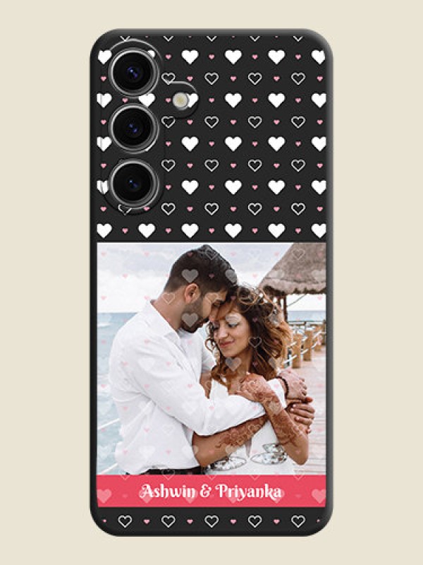 Custom White Color Love Symbols with Text Design - Photo on Space Black Soft Matte Phone Cover - Galaxy S24 5G