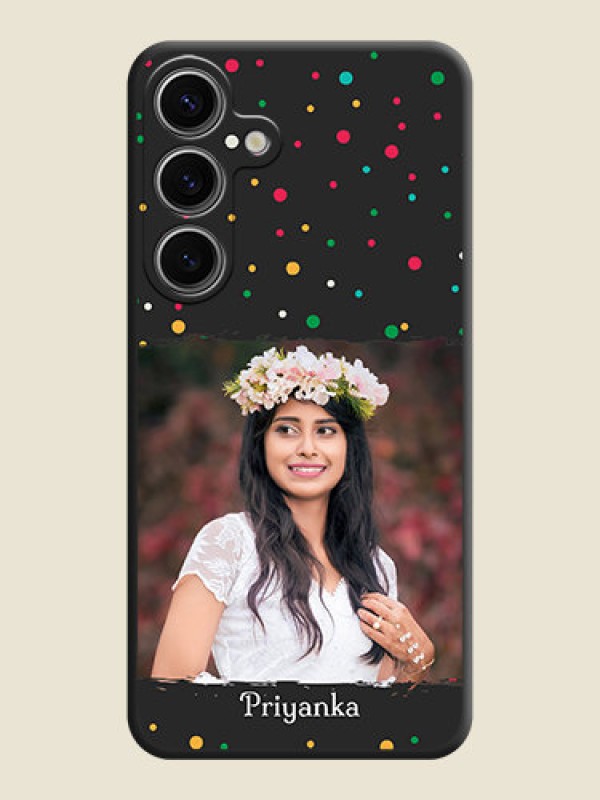 Custom Multicolor Dotted Pattern with Text on Space Black Custom Soft Matte Phone Back Cover - Galaxy S24 5G