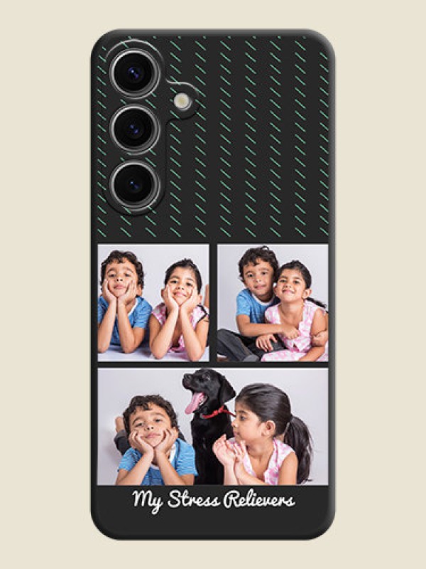 Custom Cross Dotted Pattern with 2 Image Holder on Personalised Space Black Soft Matte Cases - Galaxy S24 5G