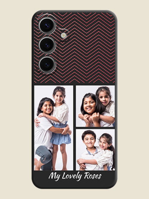 Custom Wave Pattern with 3 Image Holder on Space Black Custom Soft Matte Back Cover - Galaxy S24 5G