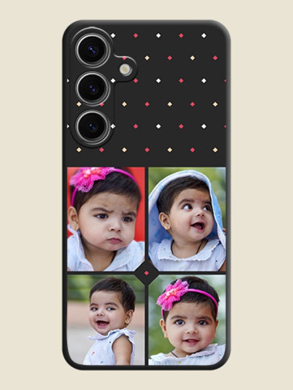 Custom Multicolor Dotted Pattern with 4 Image Holder on Space Black Custom Soft Matte Phone Cases - Galaxy S24 5G