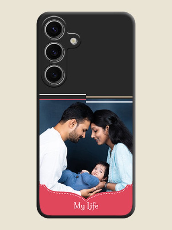 Custom Classic Plain Design with Name - Photo on Space Black Soft Matte Phone Cover - Galaxy S24 5G