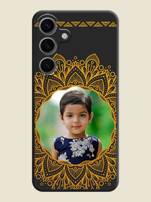 Custom Round Image with Floral Design - Photo on Space Black Soft Matte Mobile Cover - Galaxy S24 5G