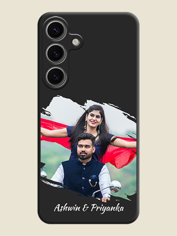 Custom Grunge Brush Strokes - Photo on Space Black Soft Matte Back Cover - Galaxy S24 5G