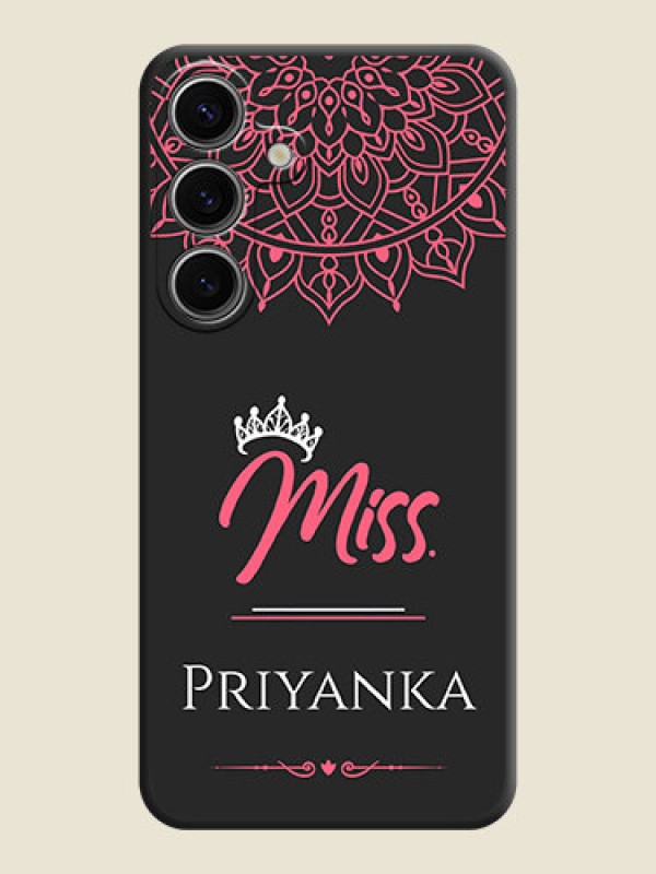 Custom Mrs Name with Floral Design on Space Black Personalized Soft Matte Phone Covers - Galaxy S24 5G