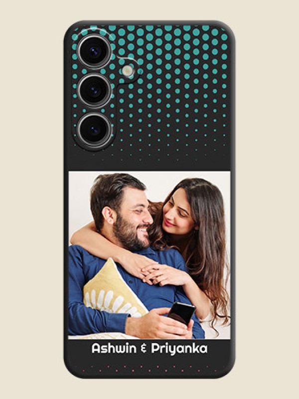 Custom Faded Dots with Grunge Photo Frame and Text on Space Black Custom Soft Matte Phone Cases - Galaxy S24 5G
