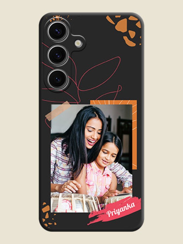 Custom Orange Photo Frame on Space Black Custom Soft Matte Phone Back Cover - Galaxy S24 5G