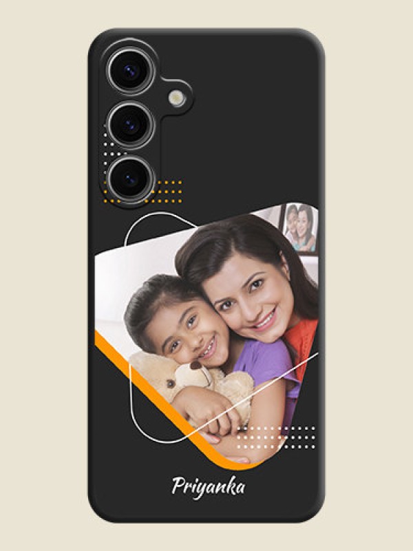 Custom Yellow Triangle - Photo on Space Black Soft Matte Phone Cover - Galaxy S24 5G