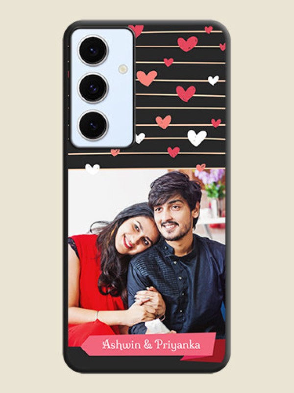 Custom Love Pattern with Name on Pink Ribbon on Photo On Space Black Custom Soft Matte Mobile Back Cover - Galaxy S24 FE 5G