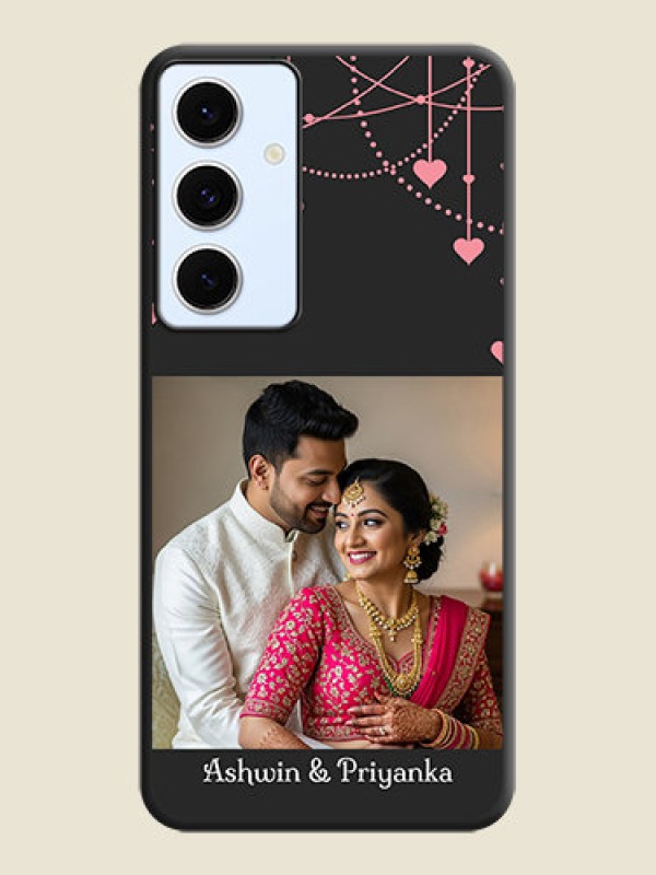 Custom Pink Love Hangings with Text On Space Black Custom Soft Matte Mobile Back Cover - Galaxy S24 FE 5G