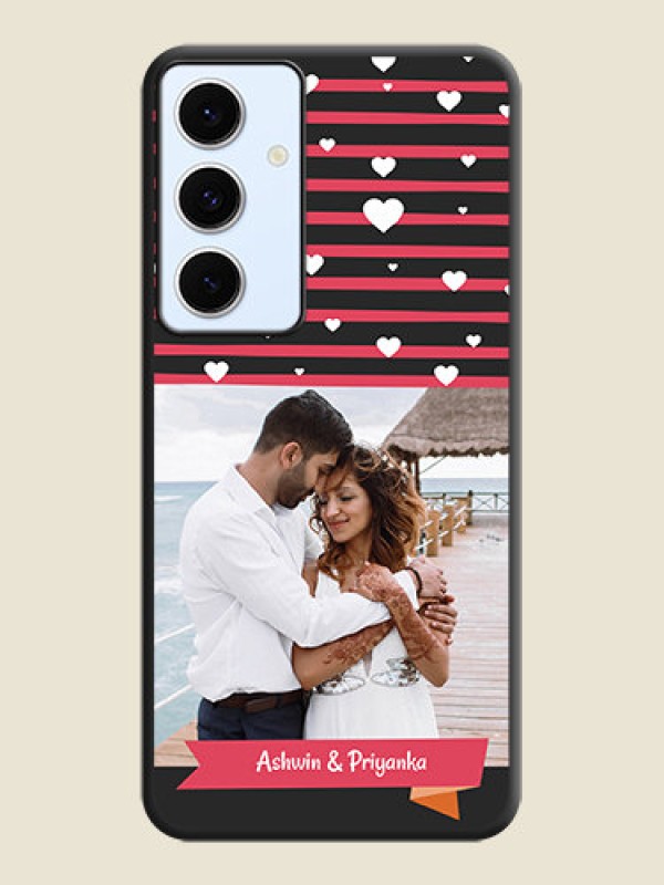 Custom White Color Love Symbols with Pink Lines Pattern On Space Black Custom Soft Matte Mobile Back Cover - Galaxy S24 FE 5G