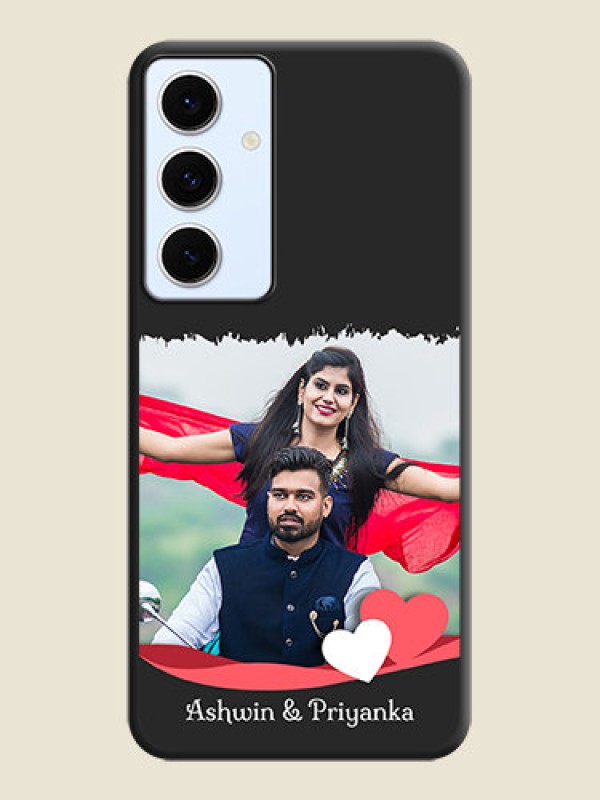 Custom Pin Color Love Shaped Ribbon Design with Text On Space Black Custom Soft Matte Mobile Back Cover - Galaxy S24 FE 5G