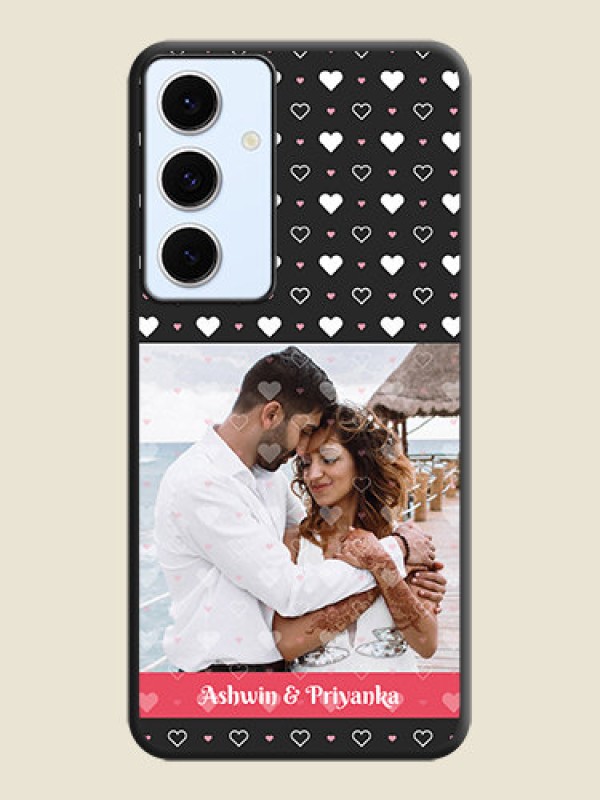 Custom White Color Love Symbols with Text Design on Photo On Space Black Custom Soft Matte Mobile Back Cover - Galaxy S24 FE 5G