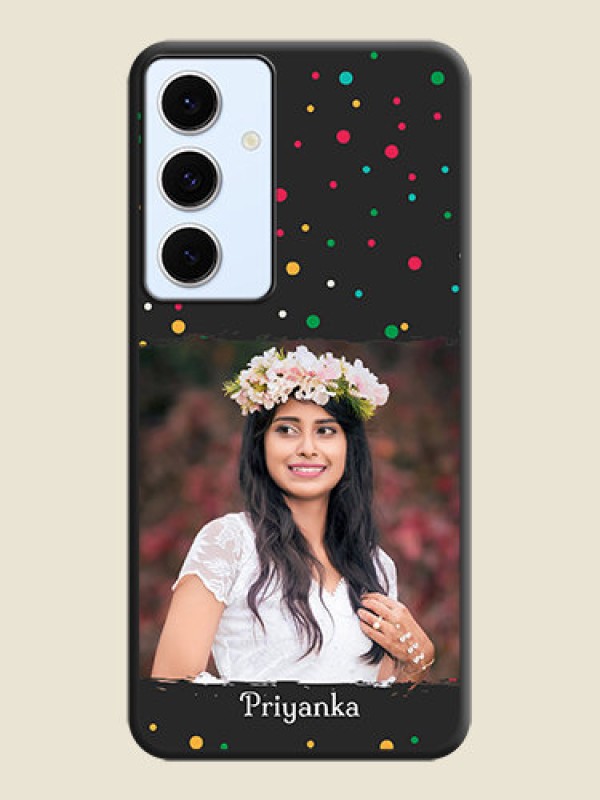 Custom Multicolor Dotted Pattern with Text On Space Black Custom Soft Matte Mobile Back Cover - Galaxy S24 FE 5G