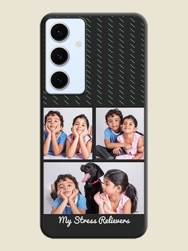 Custom Cross Dotted Pattern with 2 Image Holder On Space Black Custom Soft Matte Mobile Back Cover - Galaxy S24 FE 5G