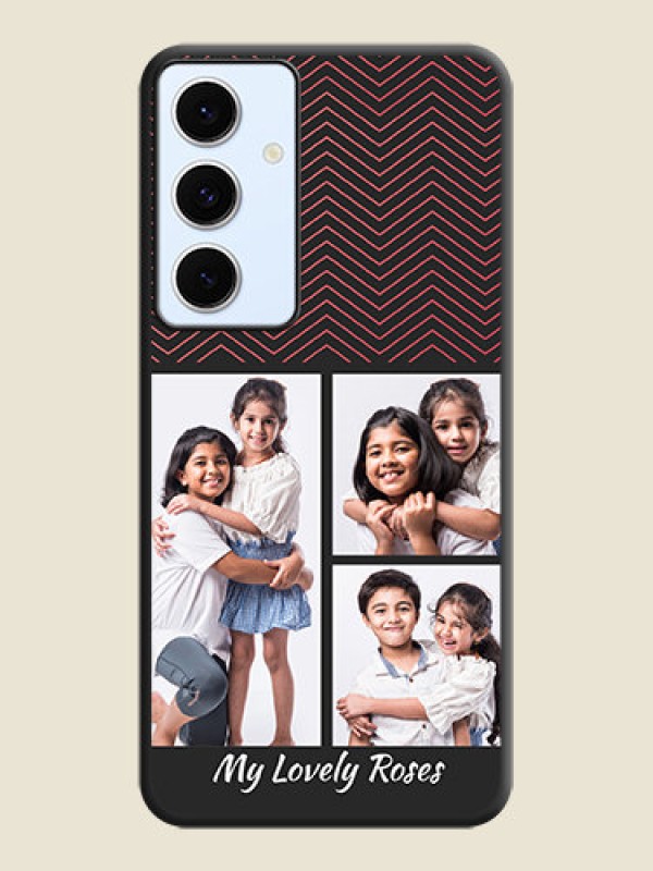 Custom Wave Pattern with 3 Image Holder On Space Black Custom Soft Matte Mobile Back Cover - Galaxy S24 FE 5G