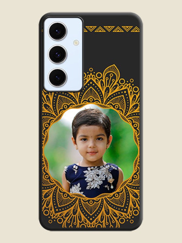 Custom Round Image with Floral Design On Space Black Custom Soft Matte Mobile Back Cover - Galaxy S24 FE 5G
