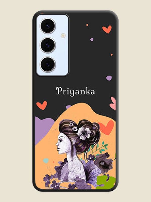 Custom Namecase For Her With Fancy Lady Image On Space Black Custom Soft Matte Mobile Back Cover - Galaxy S24 FE 5G