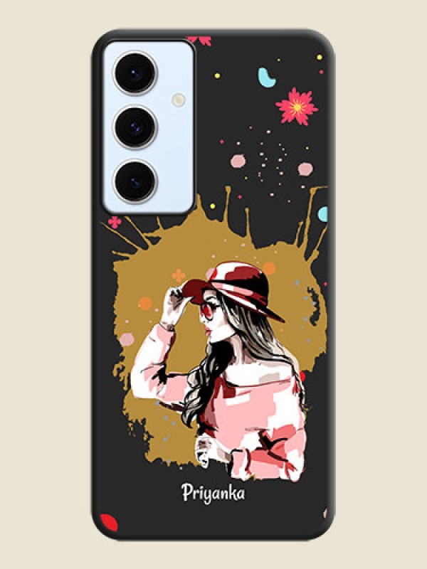 Custom Mordern Lady With Color Splash Background With Custom Text On Space Black Custom Soft Matte Mobile Back Cover - Galaxy S24 FE 5G