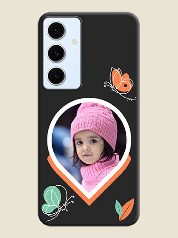 Custom Upload Pic With Simple Butterly Design On Space Black Custom Soft Matte Mobile Back Cover - Galaxy S24 FE 5G
