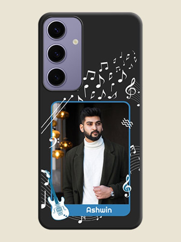 Custom Musical Theme Design with Text - Photo on Space Black Soft Matte Mobile Case - Galaxy S24 Plus 5G