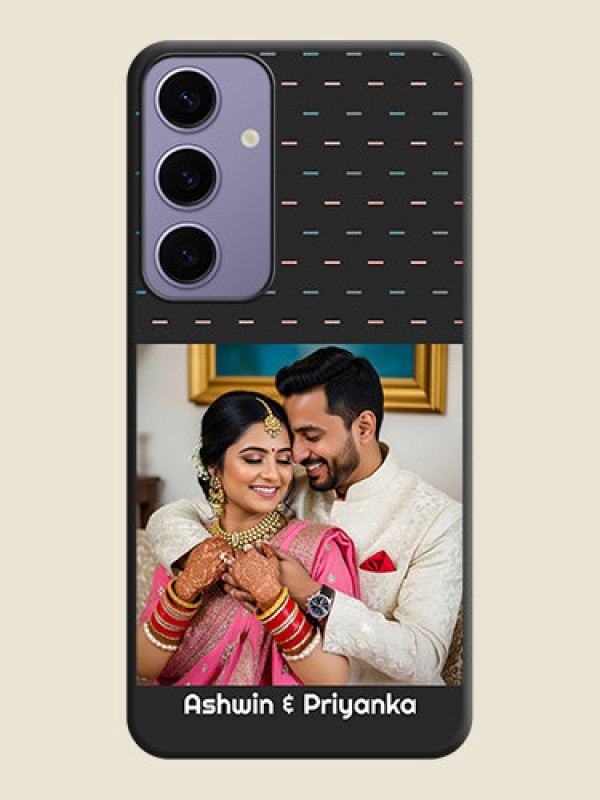 Custom Line Pattern Design with Text on Space Black Custom Soft Matte Phone Back Cover - Galaxy S24 Plus 5G