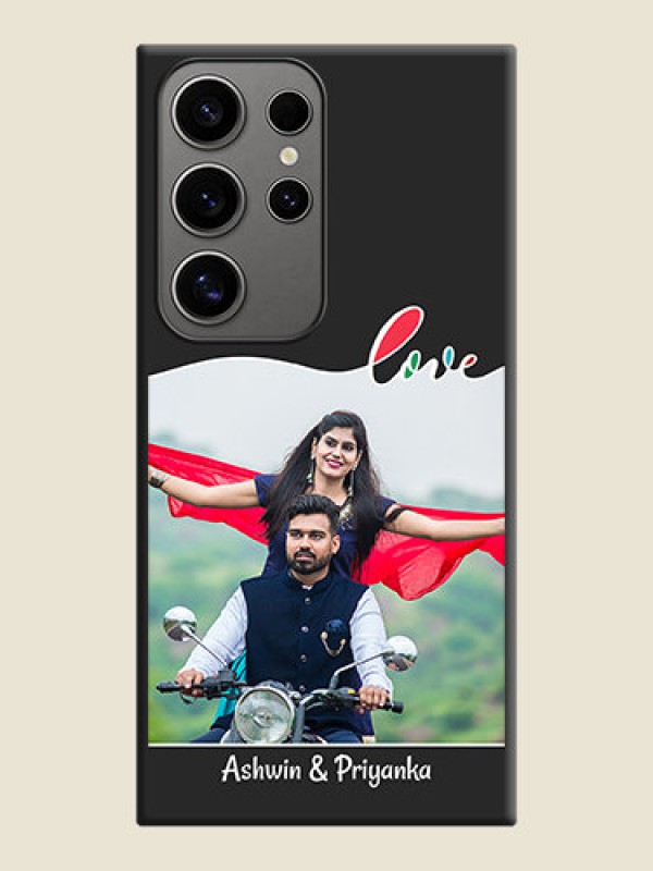 Custom Fall in Love Pattern with Picture - Photo on Space Black Soft Matte Mobile Case - Galaxy S24 Ultra 5G