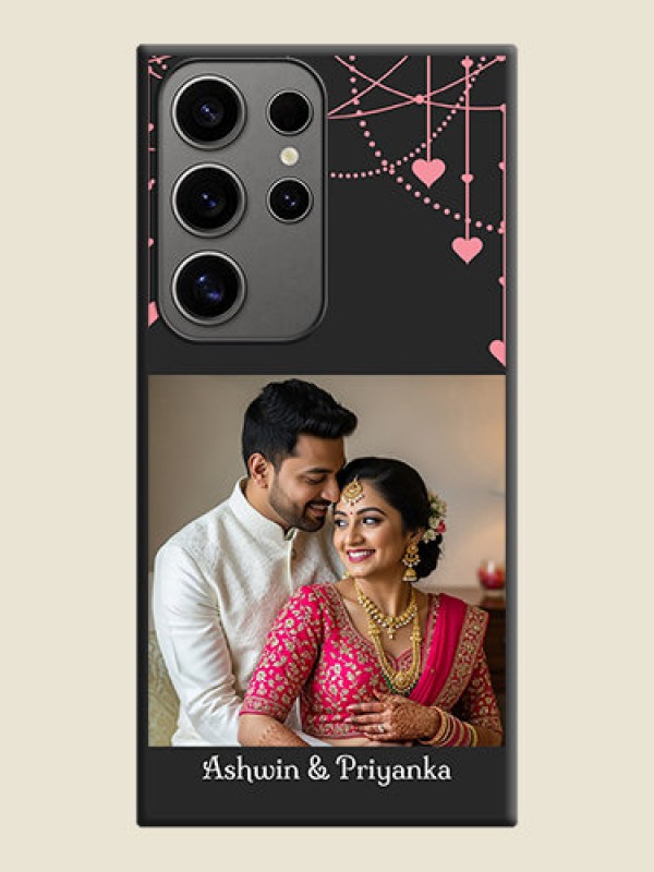 Custom Pink Love Hangings with Text on Space Black Custom Soft Matte Back Cover - Galaxy S24 Ultra 5G