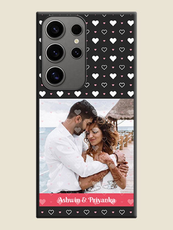 Custom White Color Love Symbols with Text Design - Photo on Space Black Soft Matte Phone Cover - Galaxy S24 Ultra 5G