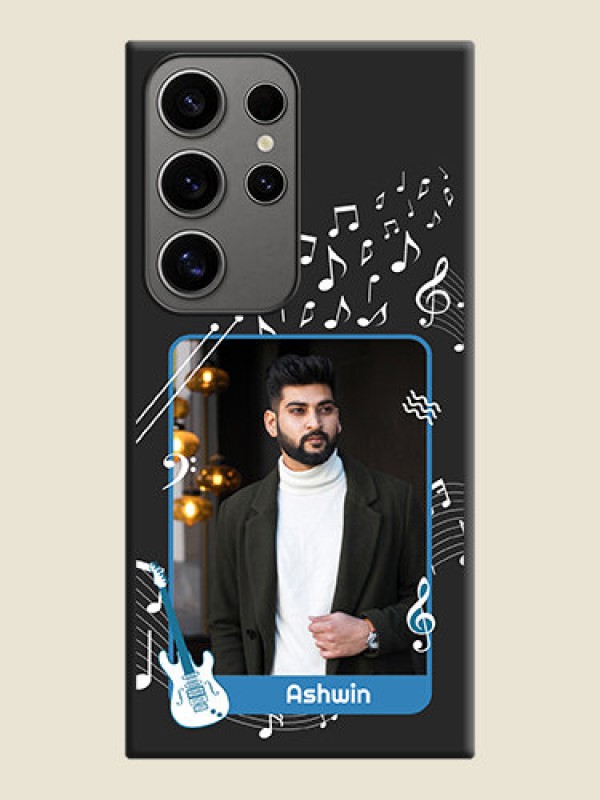 Custom Musical Theme Design with Text - Photo on Space Black Soft Matte Mobile Case - Galaxy S24 Ultra 5G