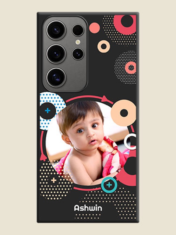 Custom Multicoloured Round Image on Personalised Space Black Soft Matte Cases - Galaxy S24 Ultra 5G