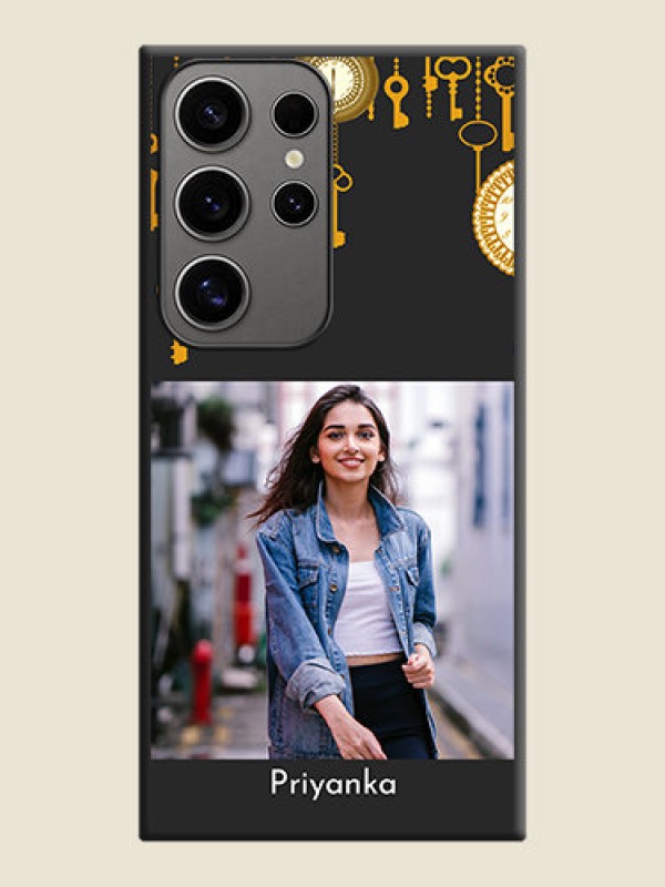 Custom Decorative Design with Text on Space Black Custom Soft Matte Back Cover - Galaxy S24 Ultra 5G