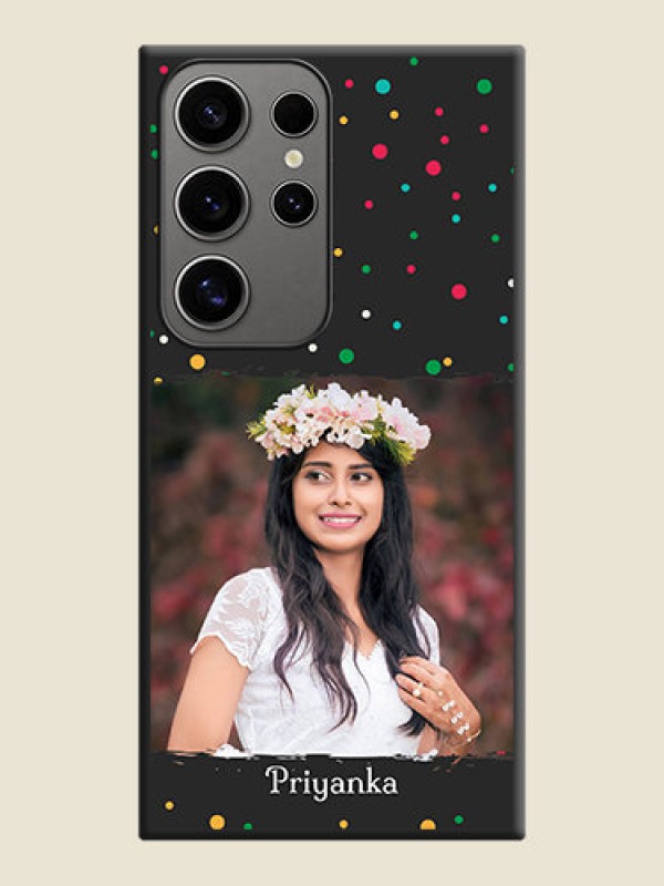 Custom Multicolor Dotted Pattern with Text on Space Black Custom Soft Matte Phone Back Cover - Galaxy S24 Ultra 5G
