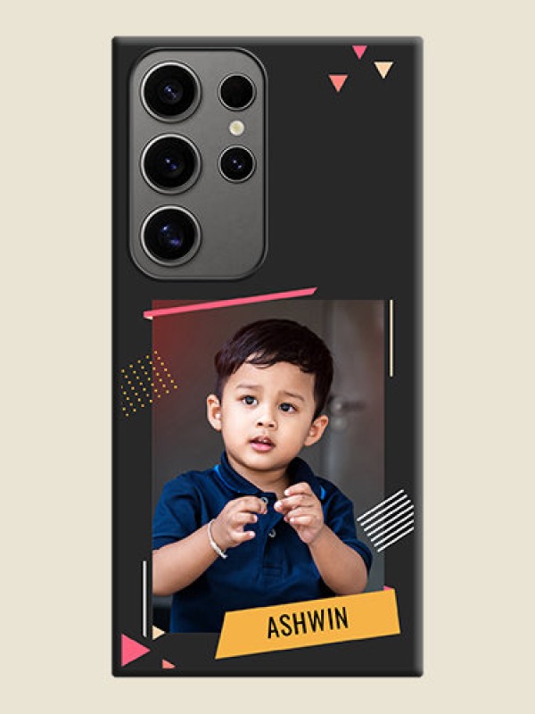 Custom Photo Frame with Triangle Small Dots - Photo on Space Black Soft Matte Back Cover - Galaxy S24 Ultra 5G