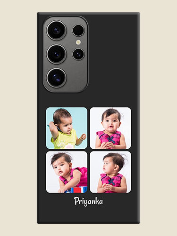 Custom Floral Art with 6 Image Holder - Photo on Space Black Soft Matte Mobile Case - Galaxy S24 Ultra 5G