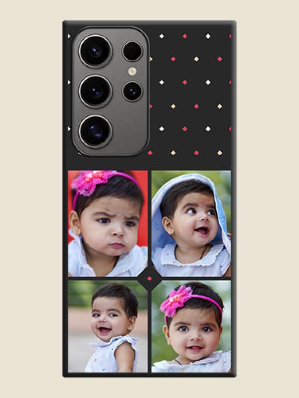 Custom Multicolor Dotted Pattern with 4 Image Holder on Space Black Custom Soft Matte Phone Cases - Galaxy S24 Ultra 5G