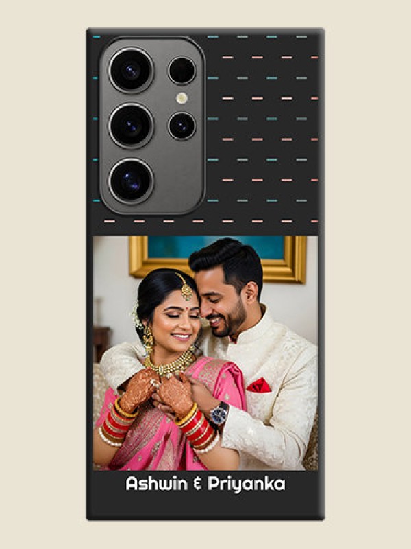 Custom Line Pattern Design with Text on Space Black Custom Soft Matte Phone Back Cover - Galaxy S24 Ultra 5G