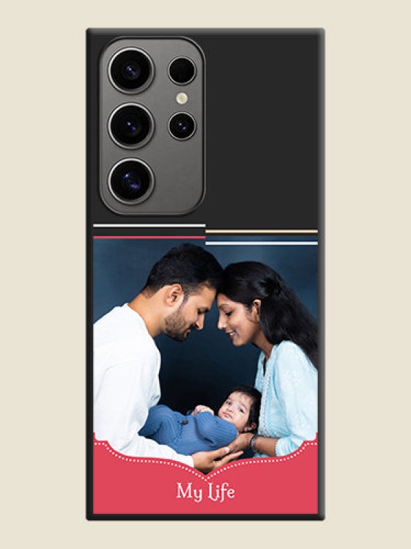 Custom Classic Plain Design with Name - Photo on Space Black Soft Matte Phone Cover - Galaxy S24 Ultra 5G