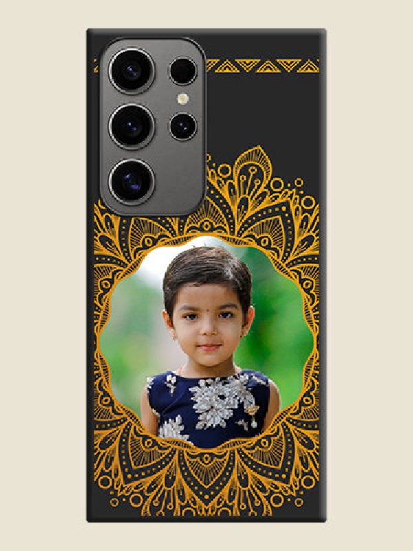 Custom Round Image with Floral Design - Photo on Space Black Soft Matte Mobile Cover - Galaxy S24 Ultra 5G