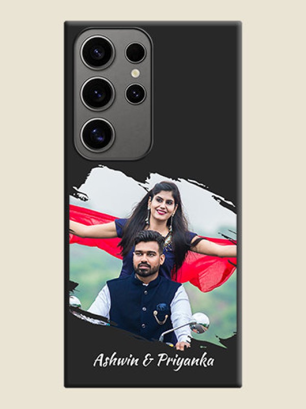 Custom Grunge Brush Strokes - Photo on Space Black Soft Matte Back Cover - Galaxy S24 Ultra 5G