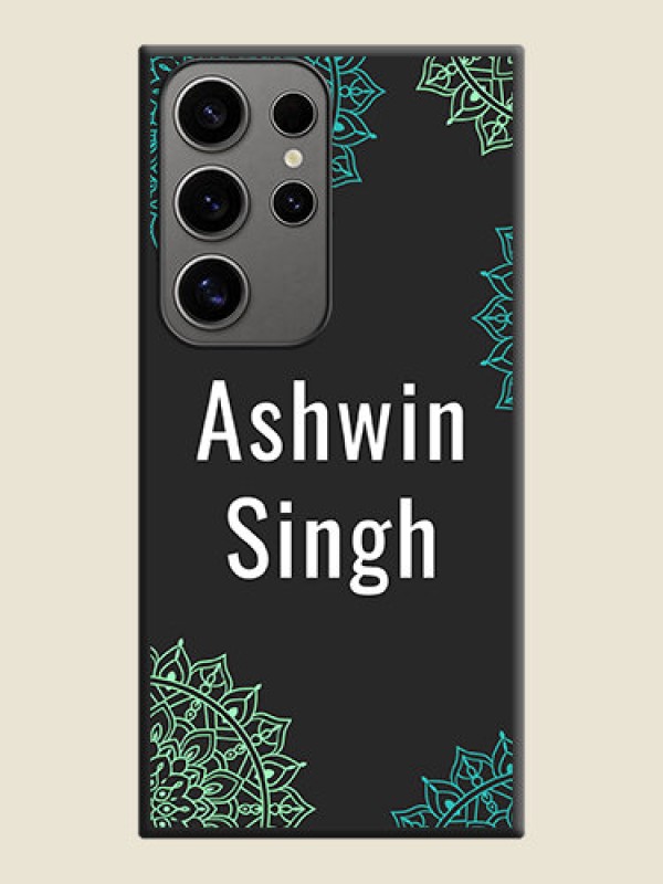 Custom Your Name with Floral Design on Space Black Custom Soft Matte Back Cover - Galaxy S24 Ultra 5G